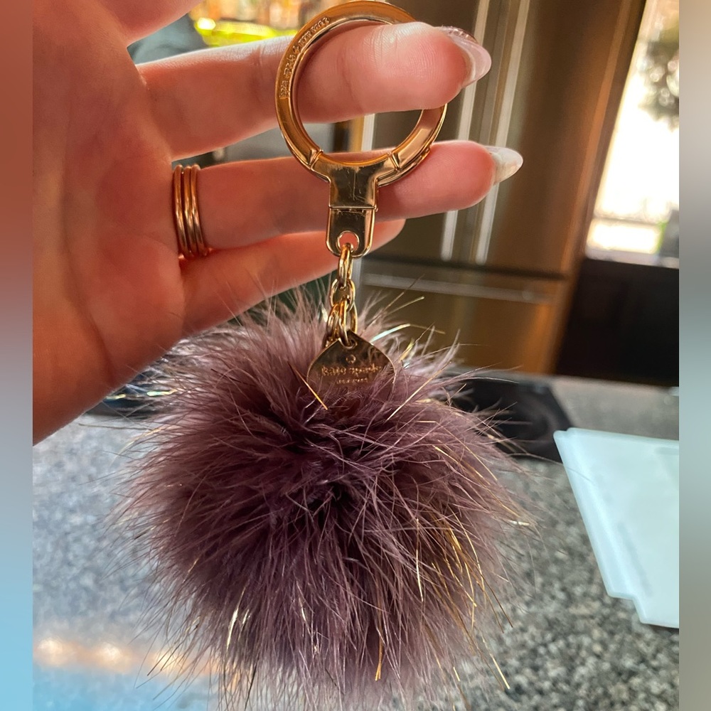 Kate spade boa feather pom Pom keychain fob